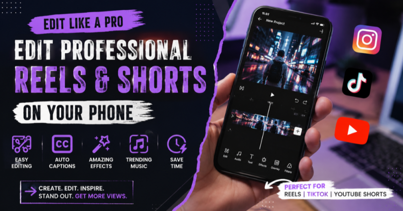 Editing professional Instagram Reels and YouTube Shorts on a smartphone